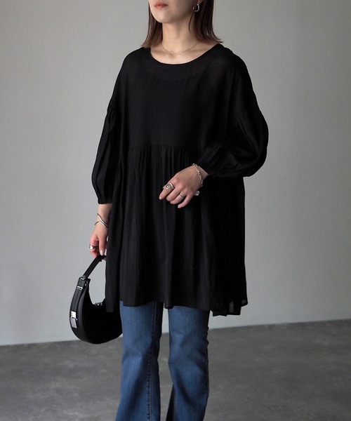 Riberry（リベリー）の「バルーンスリーブシアーブラウス（シャツ/ブラウス・レディース・オフホワイト/ブラック・MEDIUM）」の20枚目の写真