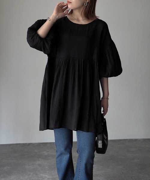 Riberry（リベリー）の「バルーンスリーブシアーブラウス（シャツ/ブラウス・レディース・オフホワイト/ブラック・MEDIUM）」の19枚目の写真