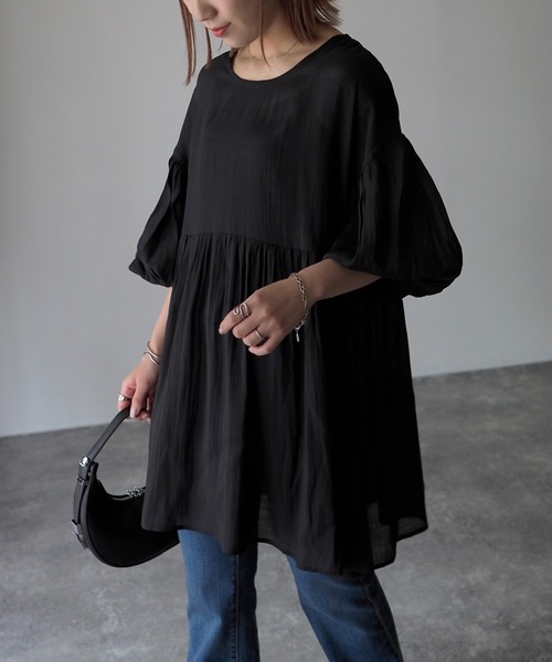 Riberry（リベリー）の「バルーンスリーブシアーブラウス（シャツ/ブラウス・レディース・オフホワイト/ブラック・MEDIUM）」の16枚目の写真