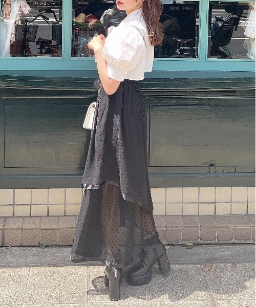 apres jour by あかちゃす(アプレジュールバイアカチャス)の「【あかちゃすコラボアイテム】ショートボウタイブラウス【ZOZOTOWN限定アイテム】(シャツ/ブラウス・レディース・ブラック/オフホワイト・X-LARGE/フリー)」の9枚目の写真