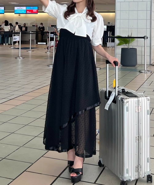 apres jour by あかちゃす(アプレジュールバイアカチャス)の「【あかちゃすコラボアイテム】ショートボウタイブラウス【ZOZOTOWN限定アイテム】(シャツ/ブラウス・レディース・ブラック/オフホワイト・X-LARGE/フリー)」の8枚目の写真