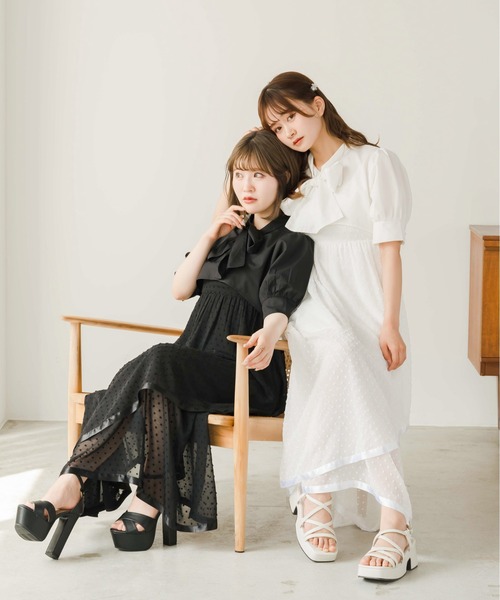 apres jour by あかちゃす(アプレジュールバイアカチャス)の「【あかちゃすコラボアイテム】ショートボウタイブラウス【ZOZOTOWN限定アイテム】(シャツ/ブラウス・レディース・ブラック/オフホワイト・X-LARGE/フリー)」の15枚目の写真