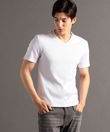 MONSIEUR NICOLE | 【canal deux Luxe】プレーティングテレコ VネックTシャツ(Tシャツ/カットソー)