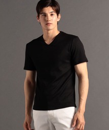 MONSIEUR NICOLE（ムッシュニコル）の「【canal deux Luxe】プレーティングテレコ VネックTシャツ（Tシャツ/カットソー）」