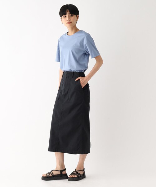 OPAQUE.CLIP（オペークドットクリップ）の「オーガニックコットン混 ベイカースカート【洗濯機洗い可/ストレッチ】（スカート・レディース・カーキ/ブラック/ボルドー・42/40/38/36/34）」の13枚目の写真