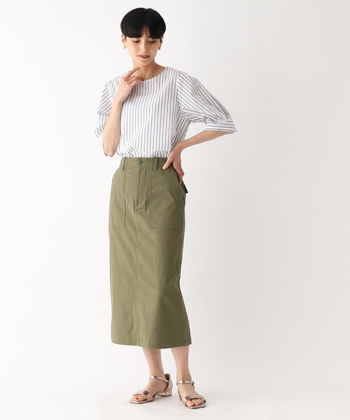 OPAQUE.CLIP（オペークドットクリップ）の「オーガニックコットン混 ベイカースカート【洗濯機洗い可/ストレッチ】（スカート・レディース・カーキ/ブラック/ボルドー・42/40/38/36/34）」の19枚目の写真
