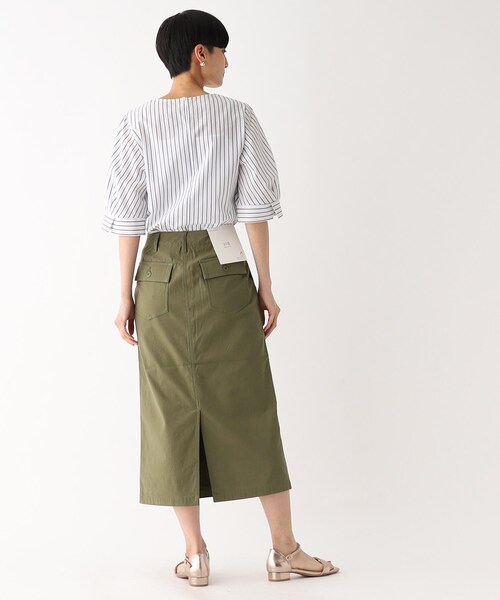 OPAQUE.CLIP（オペークドットクリップ）の「オーガニックコットン混 ベイカースカート【洗濯機洗い可/ストレッチ】（スカート・レディース・カーキ/ブラック/ボルドー・42/40/38/36/34）」の21枚目の写真