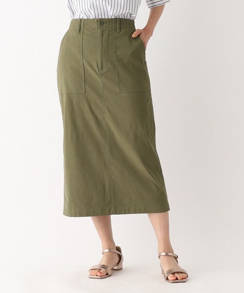 OPAQUE.CLIP（オペークドットクリップ）の「オーガニックコットン混 ベイカースカート【洗濯機洗い可/ストレッチ】（スカート・レディース・カーキ/ブラック/ボルドー・42/40/38/36/34）」の22枚目の写真