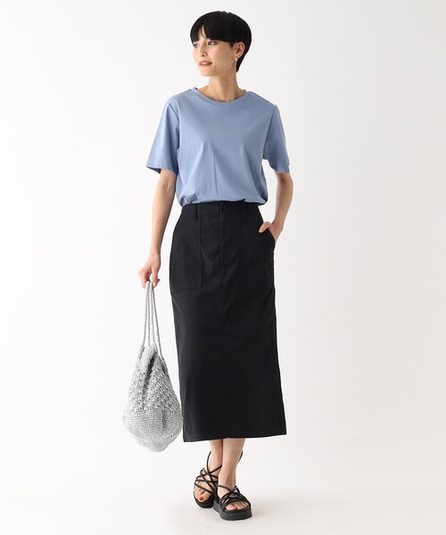 OPAQUE.CLIP（オペークドットクリップ）の「オーガニックコットン混 ベイカースカート【洗濯機洗い可/ストレッチ】（スカート・レディース・カーキ/ブラック/ボルドー・42/40/38/36/34）」の12枚目の写真