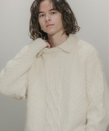 CASPER JOHN | Crew & collar cable sweater/クルーアンドカラーケーブルセーター(ニット/セーター)