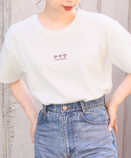 tiptop（ティップトップ）の「綿100％アソート刺繍Tシャツ（Tシャツ/カットソー・レディース・ホワイト系その他2/ブラック/ホワイト系その他/ホワイト系その他3/オフホワイト/ブラック系その他/ホワイト系その他4/ブラック系その他2/ホワイト系その他5・FREE）」の6枚目の写真