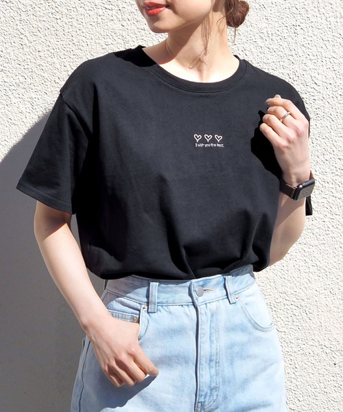 tiptop（ティップトップ）の「綿100％アソート刺繍Tシャツ（Tシャツ/カットソー・レディース・ホワイト系その他2/ブラック/ホワイト系その他/ホワイト系その他3/オフホワイト/ブラック系その他/ホワイト系その他4/ブラック系その他2/ホワイト系その他5・FREE）」の9枚目の写真