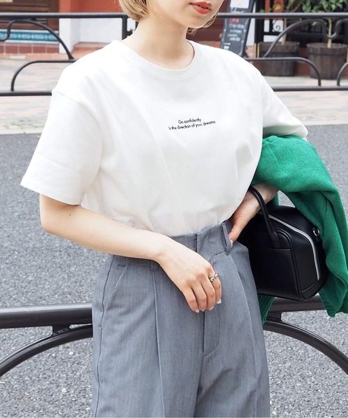 tiptop（ティップトップ）の「綿100％アソート刺繍Tシャツ（Tシャツ/カットソー・レディース・ホワイト系その他2/ブラック/ホワイト系その他/ホワイト系その他3/オフホワイト/ブラック系その他/ホワイト系その他4/ブラック系その他2/ホワイト系その他5・FREE）」の10枚目の写真