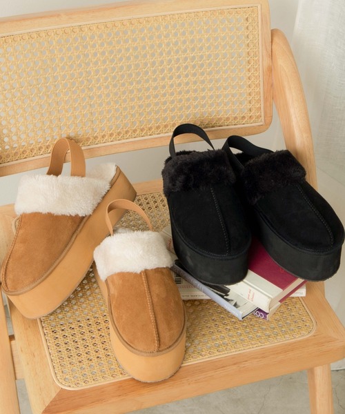 WEGO（ウィゴー）の「WEGO/フェイクムートンサボ（スリッポン・レディース・ベージュ/ブラック・MEDIUM/LARGE）」の17枚目の写真