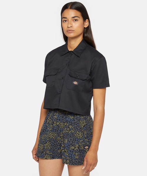 ツイル クロップド S/S ワークシャツ レギュラーフィット 