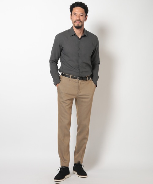 MEN'S BIGI（メンズビギ）の「スラブデイム調ロイヤルオックスシャンブレースラックスパンツ（スラックス・メンズ・ベージュ/ネイビー/ブラウン/グレー・01/02/03/04）」の16枚目の写真