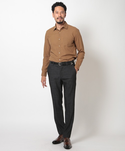 MEN'S BIGI（メンズビギ）の「スラブデイム調ロイヤルオックスシャンブレースラックスパンツ（スラックス・メンズ・ベージュ/ネイビー/ブラウン/グレー・01/02/03/04）」の19枚目の写真