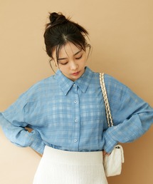 VIS（ビス）の「【洗える】オーバーサイズチェックシアーシャツ（シャツ/ブラウス・レディース）」