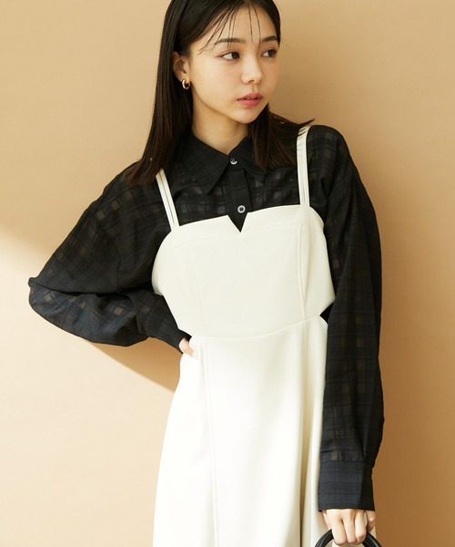 VIS(ビス)の「【洗える】オーバーサイズチェックシアーシャツ(シャツ/ブラウス・レディース・ホワイト/ブラック/ブルー系その他4・FREE)」の3枚目の写真