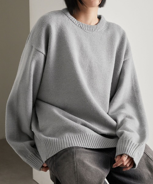 cussil(クシル)の「【cussil/クシル】ハイファンクショナルニット ワイドバルーンスリーブ ルーズ セーター(ニット/セーター・メンズ・ブラウン/ブラック/オフホワイト/ワインレッド/チャコールグレー/ダークブラウン/イエロー系/グリーン/ライトグレー/ブラック系/ブルー系/ブラウン系/レッド系/ホワイト系/ブラック系1/ブルー/シルバーグレー/ライトブルーグレー/ダークグリーン/ブラック系2/ライトグレー系2・M/L/XL/S/XS)」の11枚目の写真