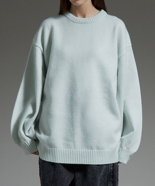 cussil（クシル）の「【cussil/クシル】ハイファンクショナルニット ワイドバルーンスリーブ ルーズ セーター（ニット/セーター・メンズ・ブラウン/ブラック/オフホワイト/ワインレッド/チャコールグレー/ダークブラウン/イエロー系/グリーン/ライトグレー/ブラック系/ブルー系/ブラウン系/レッド系/ホワイト系/ブラック系1/ブルー/シルバーグレー/ライトブルーグレー/ダークグリーン・M/L/XL/S）」の9枚目の写真