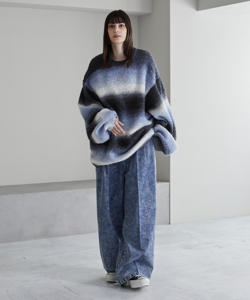 【cussil/クシル】ハイファンクショナルニット ワイドバルーンスリーブ ルーズ セーター（ニット/セーター）｜cussil（クシル）