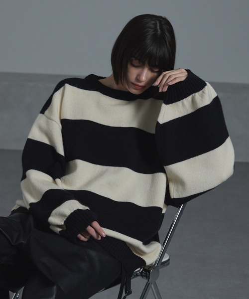 【cussil/クシル】ハイファンクショナルニット ワイドバルーンスリーブ ルーズ セーター（ニット/セーター）｜cussil（クシル）