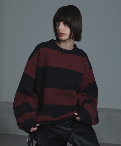 【cussil/クシル】ハイファンクショナルニット ワイドバルーンスリーブ ルーズ セーター（ニット/セーター）｜cussil（クシル）