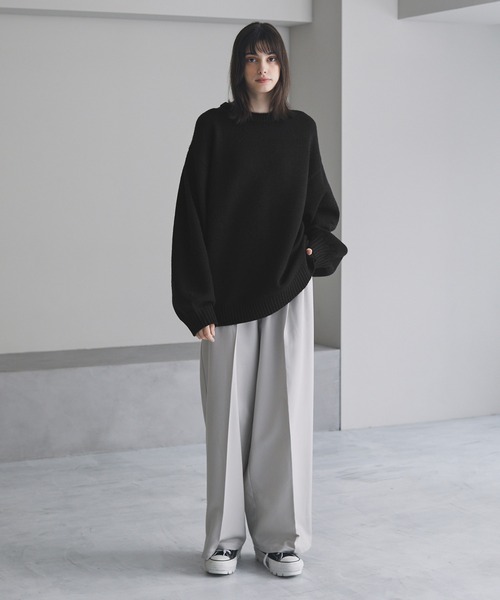 【cussil/クシル】ハイファンクショナルニット ワイドバルーンスリーブ ルーズ セーター（ニット/セーター）｜cussil（クシル）