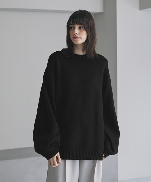 【cussil/クシル】ハイファンクショナルニット ワイドバルーンスリーブ ルーズ セーター（ニット/セーター）｜cussil（クシル）