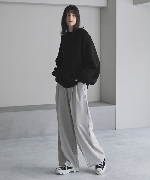 【cussil/クシル】ハイファンクショナルニット ワイドバルーンスリーブ ルーズ セーター（ニット/セーター）｜cussil（クシル）