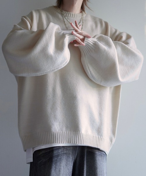 【cussil/クシル】ハイファンクショナルニット ワイドバルーンスリーブ ルーズ セーター（ニット/セーター）｜cussil（クシル）