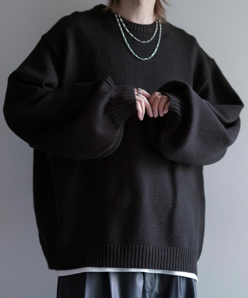 【cussil/クシル】ハイファンクショナルニット ワイドバルーンスリーブ ルーズ セーター（ニット/セーター）｜cussil（クシル）