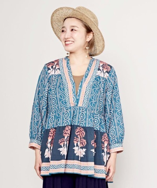 チャイハネ（チャイハネ）の「【チャイハネ】シボリフブラウス（シャツ/ブラウス・レディース・ラベンダー/ネイビー/ワイン・FREE）」の6枚目の写真