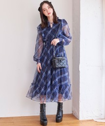 TELMA チュールチェックワンピース