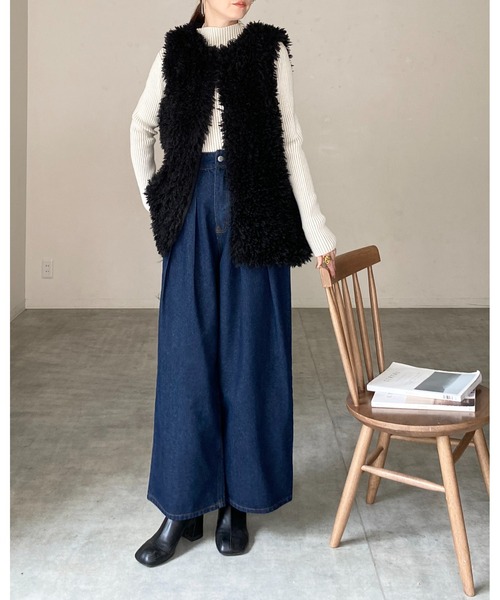 CLORE+ プードルベスト　チャコールグレー ヴァン Vin プードルファーショートベスト （チャコールグレー