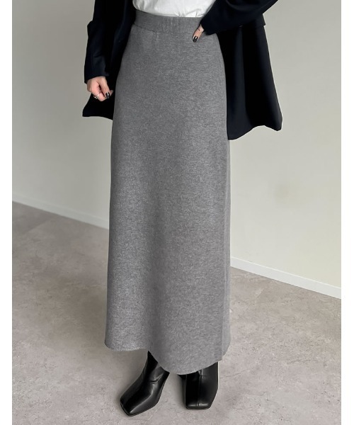 Re:EDIT（リエディ）の「[低身長サイズ有][洗濯機で洗える]ミラノリブナローニットスカート（スカート・レディース・アイボリー/チャコールグレー/ブラック/グリーン/ベージュ/レッド/ブラウン/レッド系その他・SHORT/LARGE/MEDIUM）」の10枚目の写真