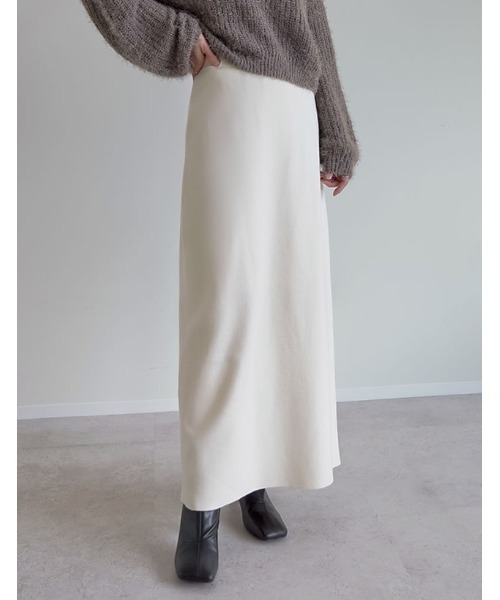 Re:EDIT（リエディ）の「[低身長サイズ有][洗濯機で洗える]ミラノリブナローニットスカート（スカート・レディース・アイボリー/チャコールグレー/ブラック/グリーン/ベージュ/レッド/ブラウン/レッド系その他・SHORT/LARGE/MEDIUM）」の14枚目の写真