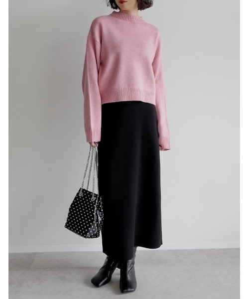 Re:EDIT（リエディ）の「[低身長サイズ有][洗濯機で洗える]ミラノリブナローニットスカート（スカート・レディース・アイボリー/チャコールグレー/ブラック/グリーン/ベージュ/レッド/ブラウン/レッド系その他・SHORT/LARGE/MEDIUM）」の19枚目の写真