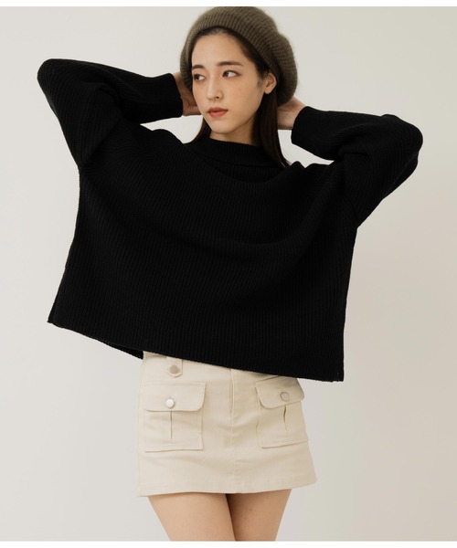 ANAP（アナップ）の「ベルト付きツイルスカパン（スカート・レディース・ブラック/カーキ/アイボリー・M/S）」の5枚目の写真