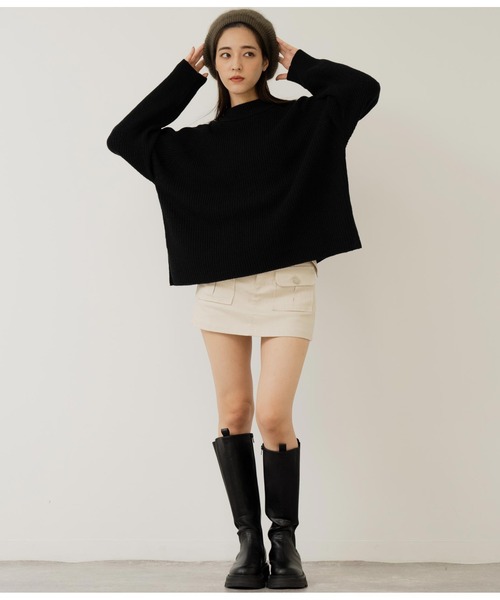 ANAP（アナップ）の「ベルト付きツイルスカパン（スカート・レディース・ブラック/カーキ/アイボリー・M/S）」の7枚目の写真