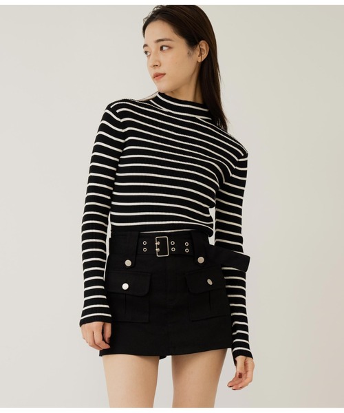 ANAP（アナップ）の「ベルト付きツイルスカパン（スカート・レディース・ブラック/カーキ/アイボリー・M/S）」の10枚目の写真