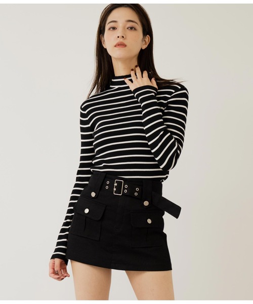 ANAP（アナップ）の「ベルト付きツイルスカパン（スカート・レディース・ブラック/カーキ/アイボリー・M/S）」の11枚目の写真