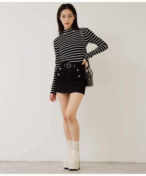 ANAP（アナップ）の「ベルト付きツイルスカパン（スカート・レディース・ブラック/カーキ/アイボリー・M/S）」の14枚目の写真