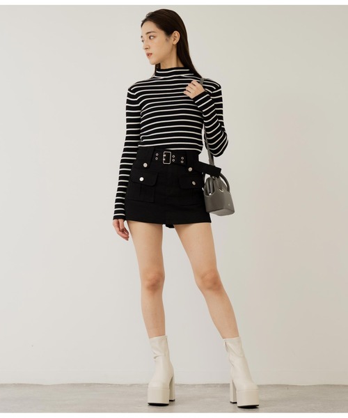 ANAP（アナップ）の「ベルト付きツイルスカパン（スカート・レディース・ブラック/カーキ/アイボリー・M/S）」の15枚目の写真