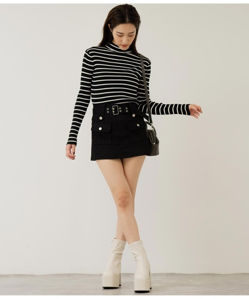 ANAP（アナップ）の「ベルト付きツイルスカパン（スカート・レディース・ブラック/カーキ/アイボリー・M/S）」の13枚目の写真