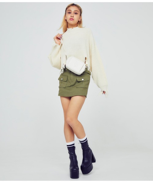 ANAP（アナップ）の「ベルト付きツイルスカパン（スカート・レディース・ブラック/カーキ/アイボリー・M/S）」の19枚目の写真