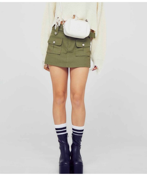 ANAP（アナップ）の「ベルト付きツイルスカパン（スカート・レディース・ブラック/カーキ/アイボリー・M/S）」の17枚目の写真