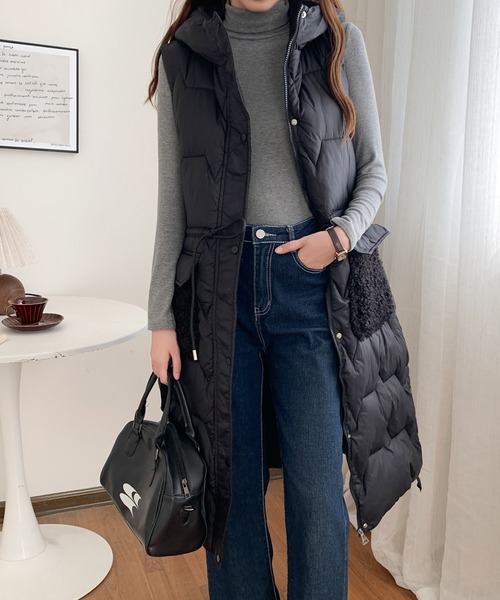 ABITOKYO（アビトーキョー）の「ボアポケット中綿フーディロングベスト（ダウンベスト・レディース・アイボリー/ブラック/ベージュ・FREE）」の18枚目の写真