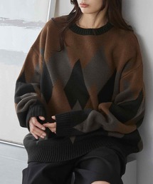 MONO-MART（モノマート）の「<ウォッシャブル> ジャガード ルーズクルーネックニット（ニット/セーター）」